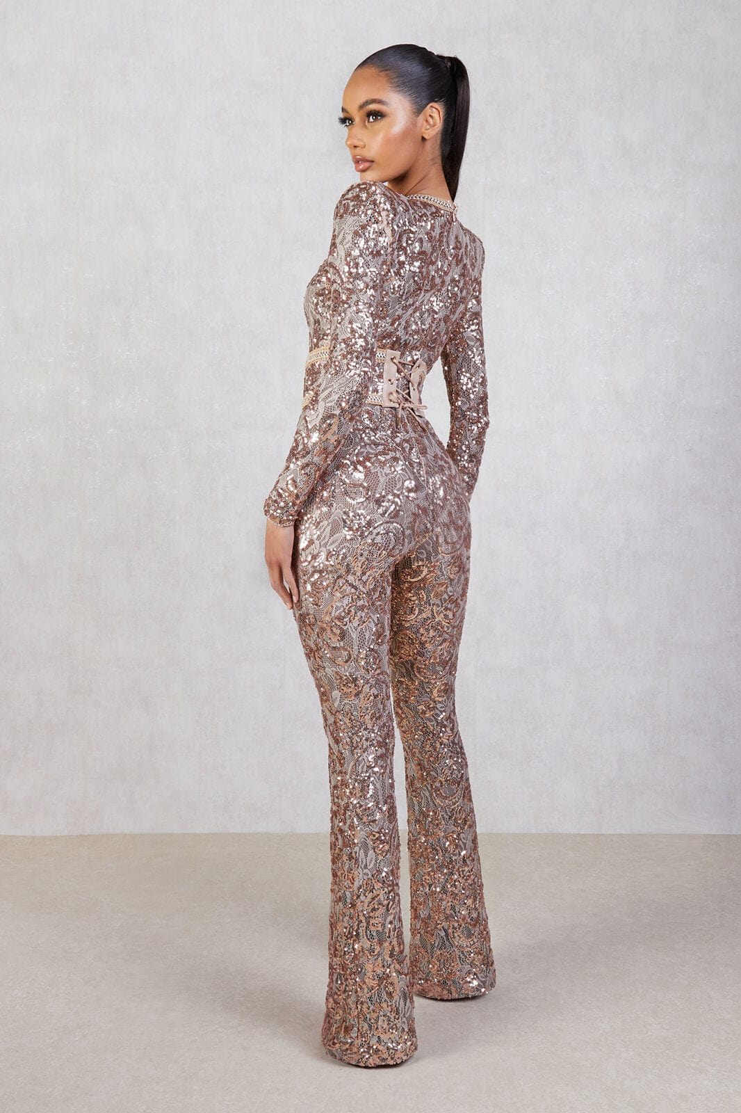 Bella Champagne Jumpsuit Dark Nude