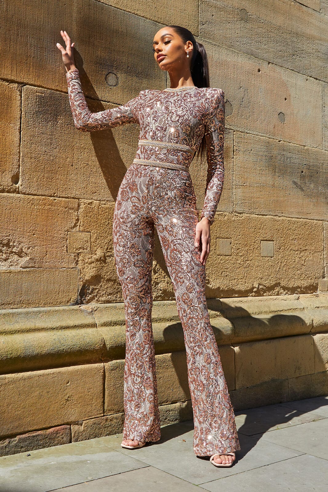 Bella Champagne Jumpsuit Dark Nude