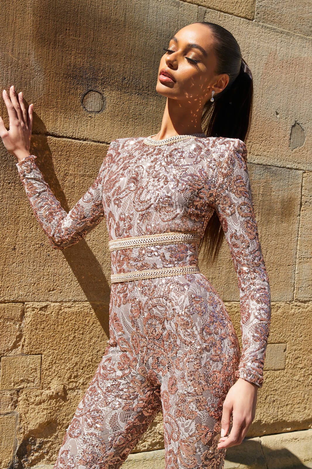 Bella Champagne Jumpsuit Dark Nude