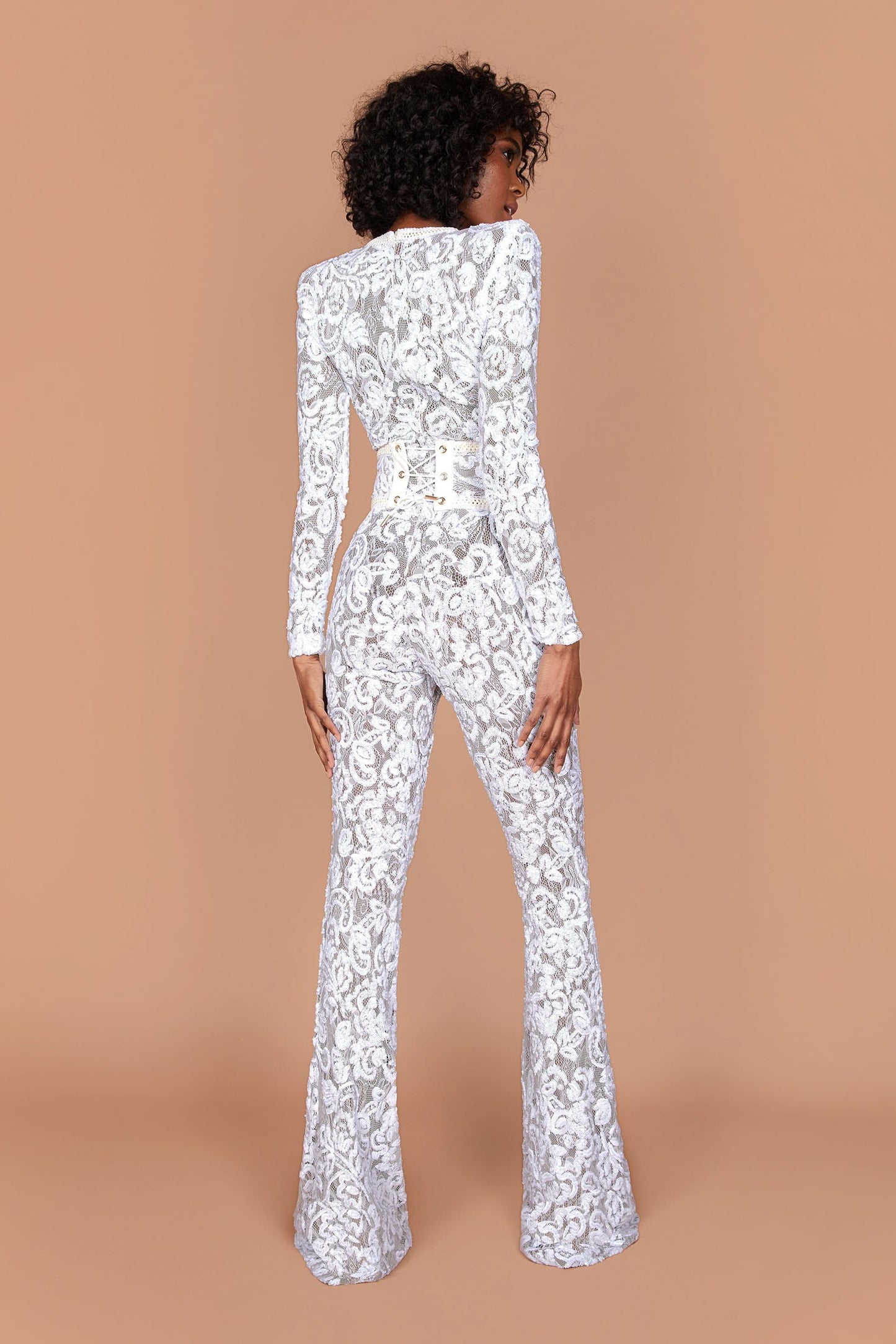 Bella White Dark Nude Jumpsuit